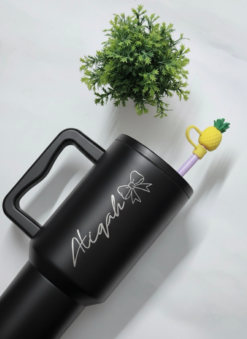 Flare 1200ml Custom Insulated Tumbler with Straw , Lid & Cute Accessories - Personalized Chill Gift