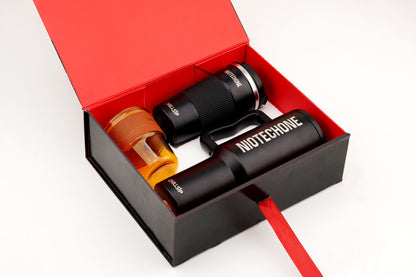 VibeNest Custom Chill Trio Gift Hamper – Flare Tumbler, Nova Glass Sipper & Evoque Coffee Mug