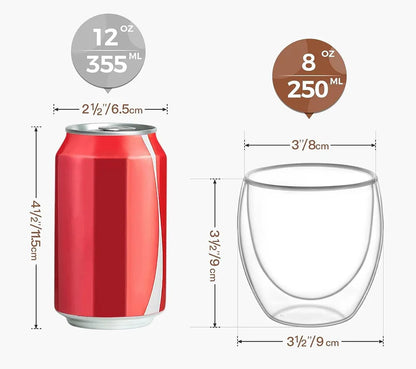 250 ml Double-Walled Clear Glass Mug | Insulated Cup for Coffee & Espresso