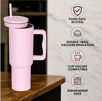 Flare 1200ml Chill-Lock Insulated Tumbler with Straw, Lid & Cute Accessories