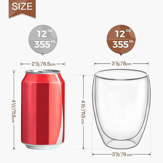 350 ml Double-Walled Glass Mug | Insulated Cup for Hot & Cold Drinks