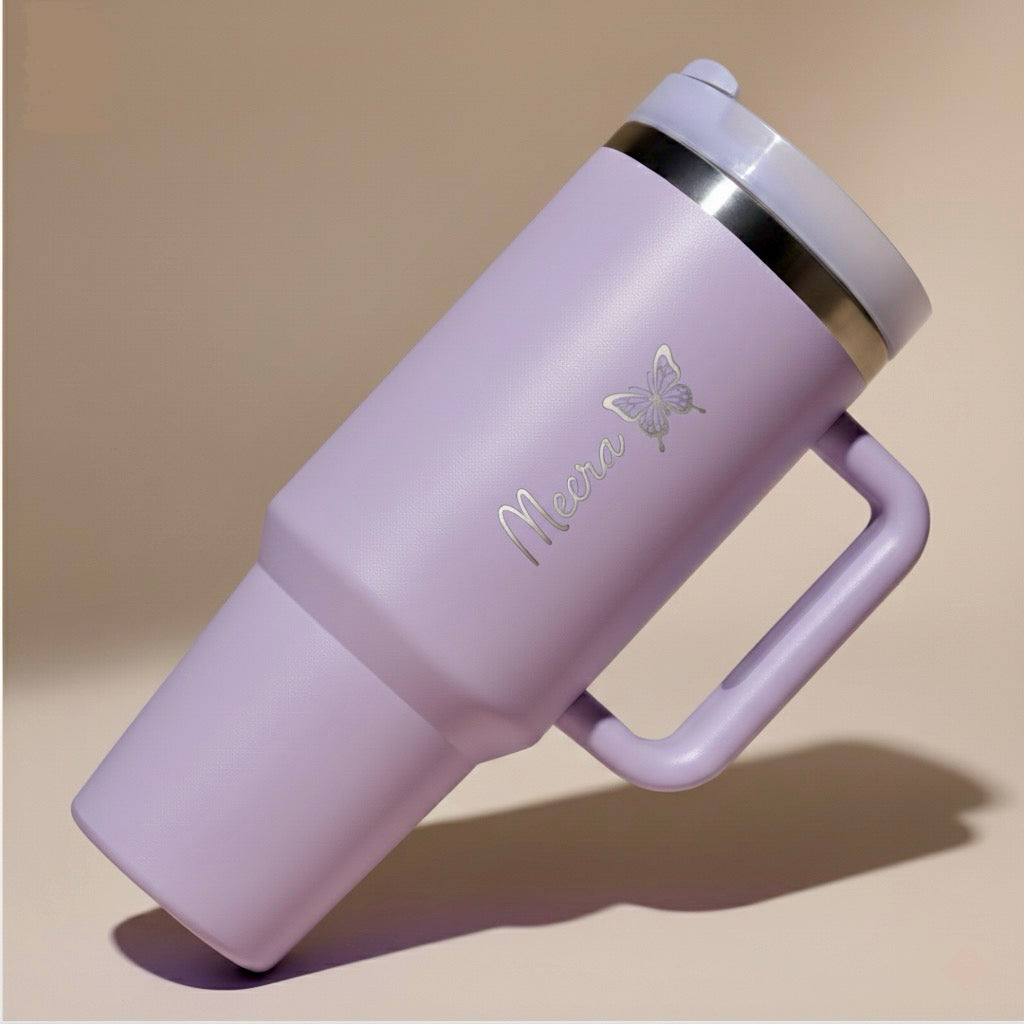 Lume — Personalized 40oz Stainless Steel Tumbler with Straw & Handle | Custom Engraving