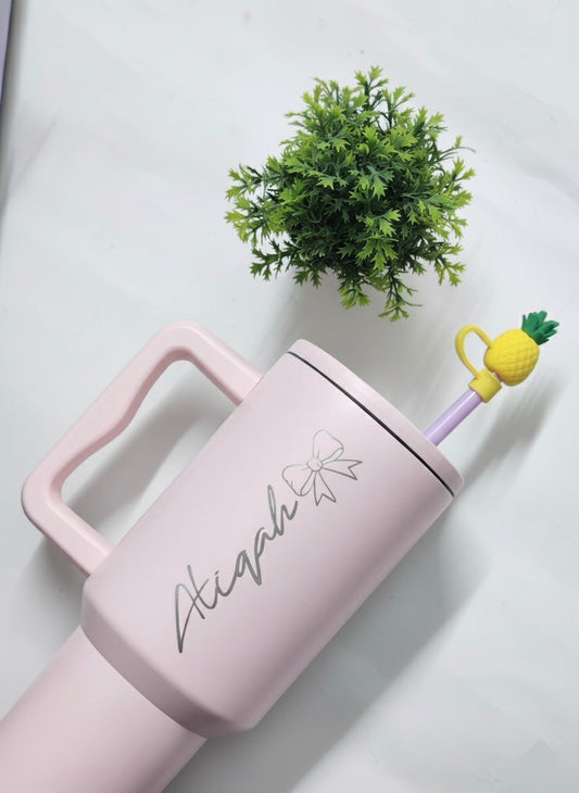 Flare 1200ml Custom  Insulated Tumbler with Straw , Lid & Cute Accessories - Personalized Chill Gift