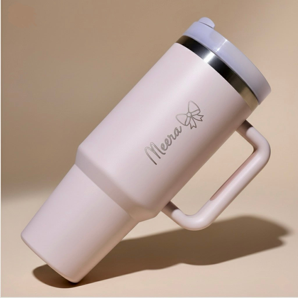 Lume — Personalized 40oz Stainless Steel Tumbler with Straw & Handle | Custom Engraving