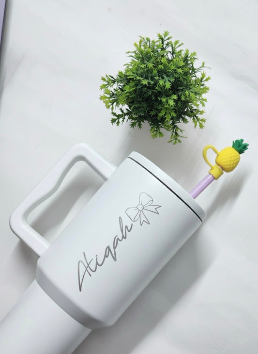 Flare 1200ml Custom Insulated Tumbler with Straw , Lid & Cute Accessories - Personalized Chill Gift