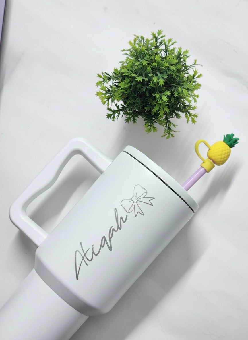 Flare 1200ml Custom  Insulated Tumbler with Straw , Lid & Cute Accessories - Personalized Chill Gift