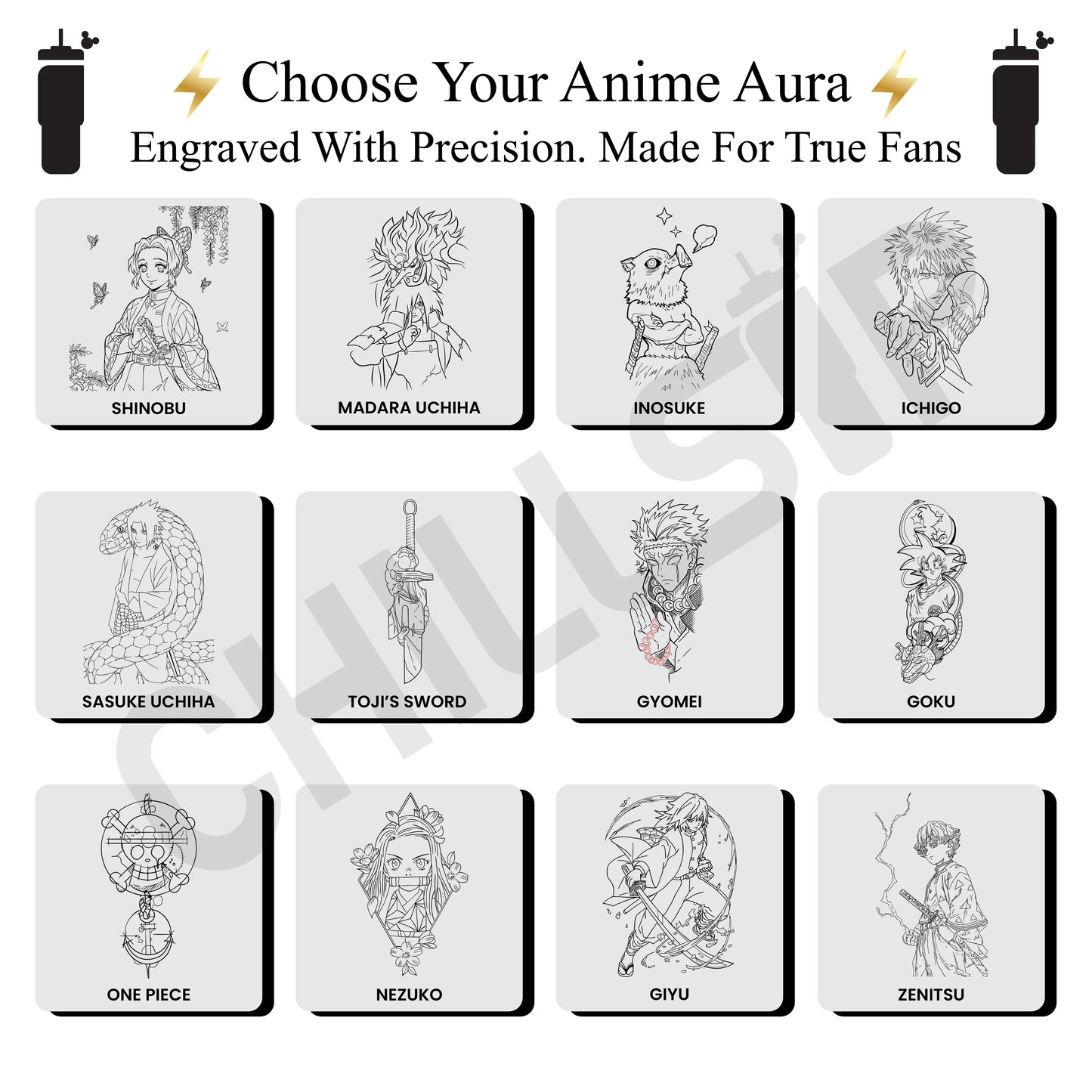 Flare 1200ml Custom Anime Engraved  Insulated Tumbler with Straw , Lid & Cute Accessories - Personalized Chill Gift