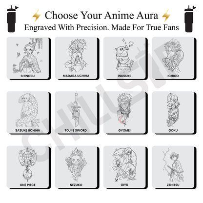 Flare 1200ml Custom Anime Engraved  Insulated Tumbler with Straw , Lid & Cute Accessories - Personalized Chill Gift