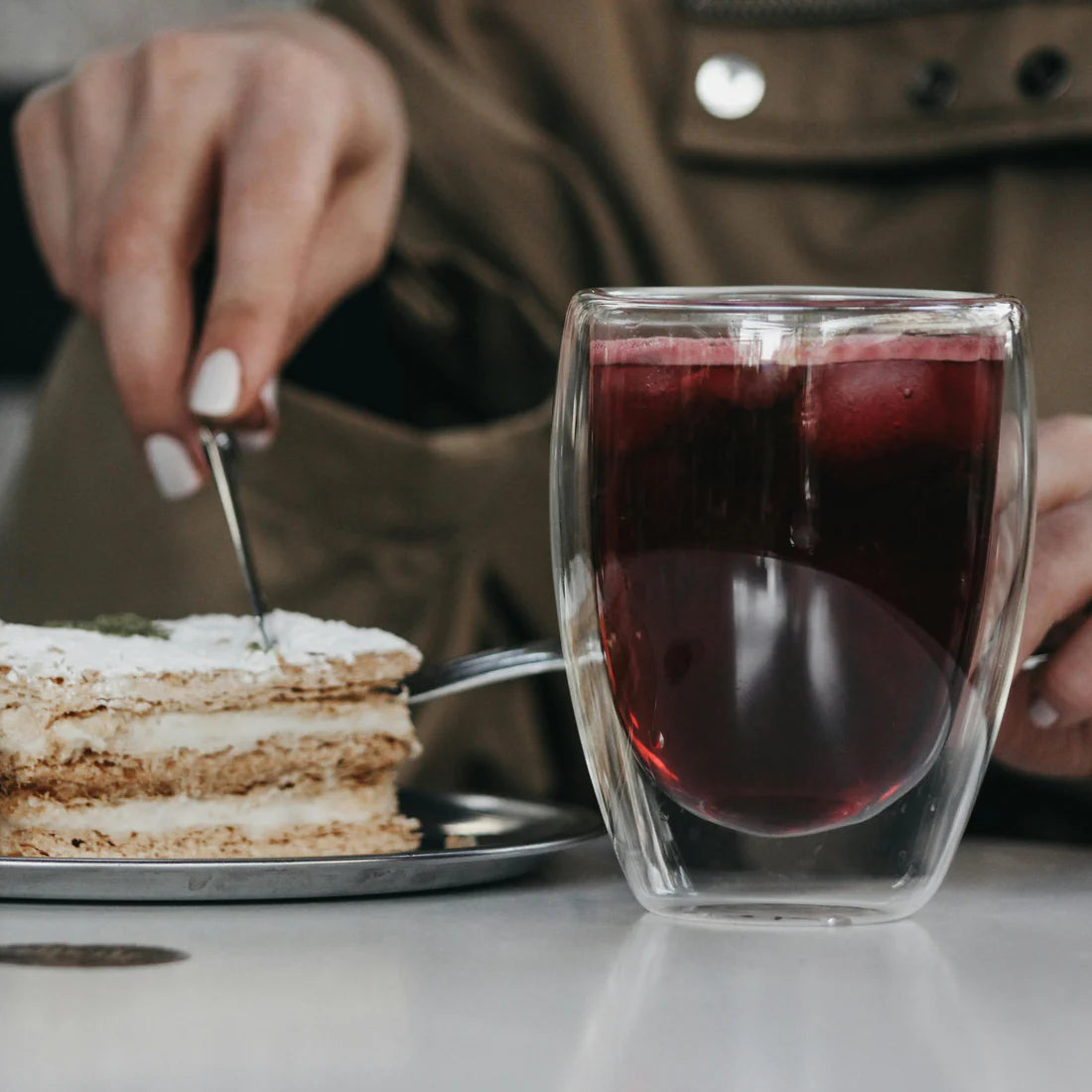 350 ml Double-Walled Glass Mug | Insulated Cup for Hot & Cold Drinks