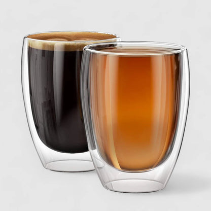 350 ml Double-Walled Glass Mug | Insulated Cup for Hot & Cold Drinks