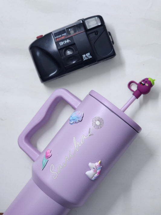 Flare 1200ml Custom Month Flower Insulated Tumbler with Straw , Lid & Cute Accessories - Personalized Chill Gift