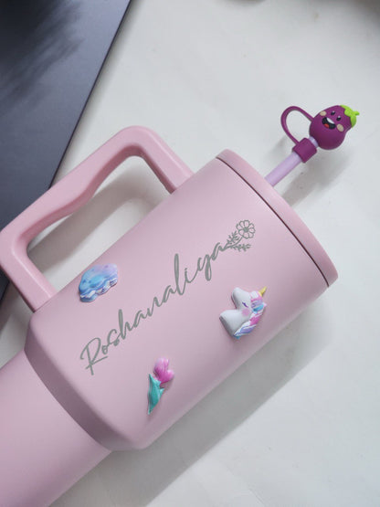 Flare 1200ml Custom  Insulated Tumbler with Straw , Lid & Cute Accessories - Personalized Chill Gift