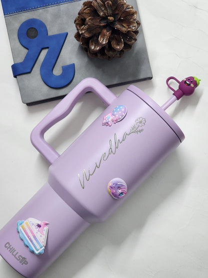 Flare 1200ml Custom  Insulated Tumbler with Straw , Lid & Cute Accessories - Personalized Chill Gift