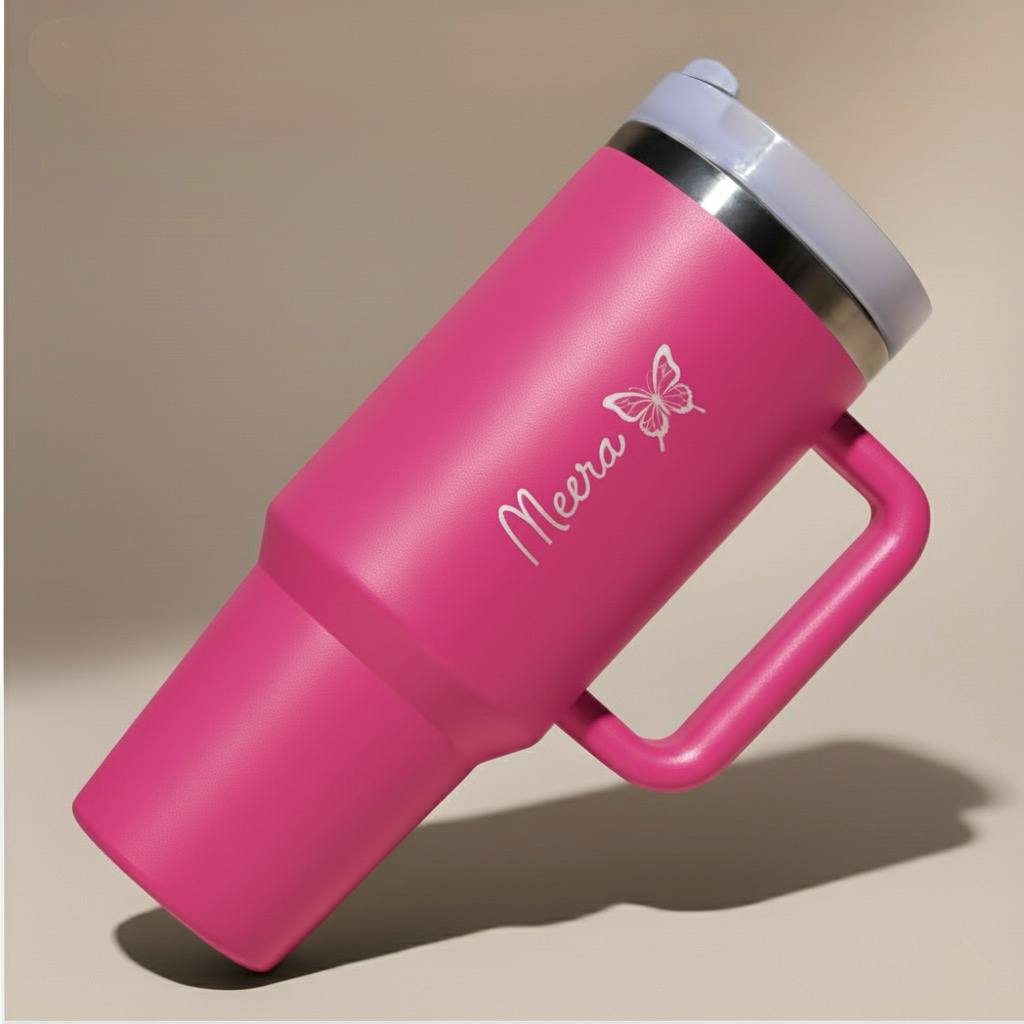 Lume — Personalized 40oz Stainless Steel Tumbler with Straw & Handle | Custom Engraving