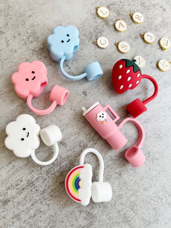 Silicone Straw Toppers – Reusable Cute Dust Caps for Straws | Set of 4