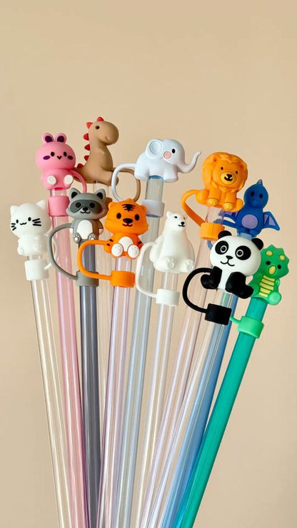 Silicone Straw Toppers – Reusable Cute Dust Caps for Straws | Set of 4
