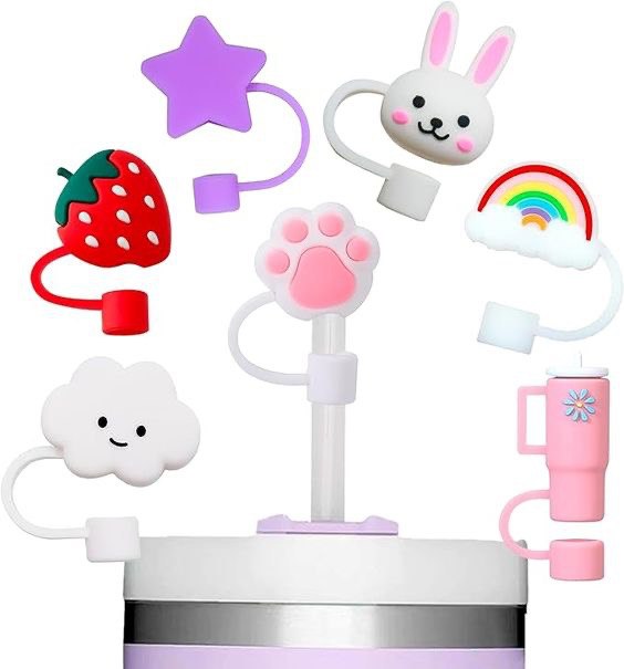 Silicone Straw Toppers – Reusable Cute Dust Caps for Straws | Set of 4