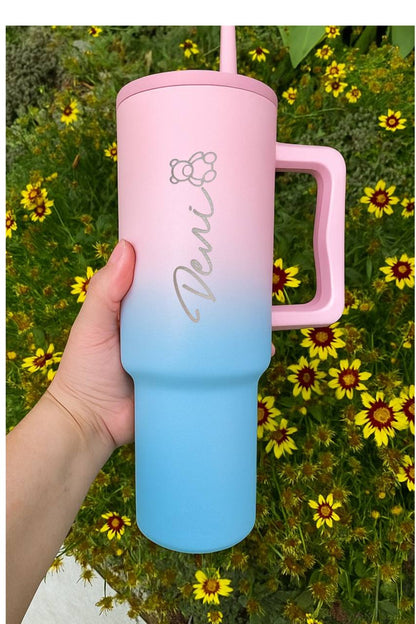 Flare 1200ml Custom  Insulated Tumbler with Straw , Lid & Cute Accessories - Personalized Chill Gift
