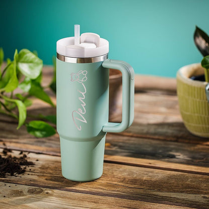 Lume — Personalized 40oz Stainless Steel Tumbler with Straw & Handle | Custom Engraving