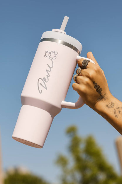 Lume — Personalized 40oz Stainless Steel Tumbler with Straw & Handle | Custom Engraving
